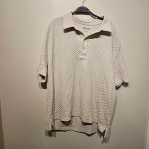Madewell Jacquard Quilted Polo Shirt Tan Khaki Men's Large Short Sleeve